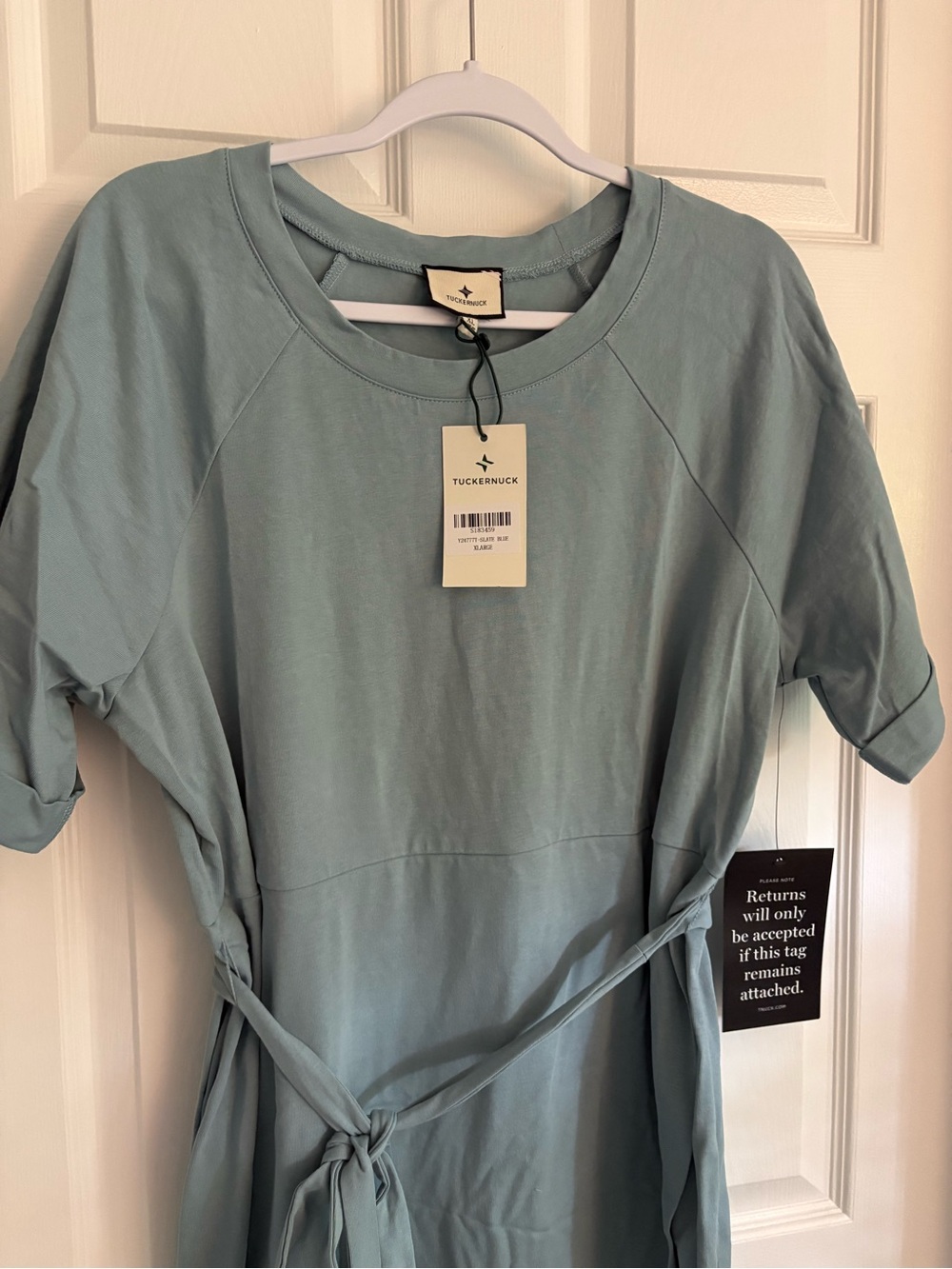 Tuckernuck Slate Blue Clarissa Tie-Waist Maxi Dress - size XL